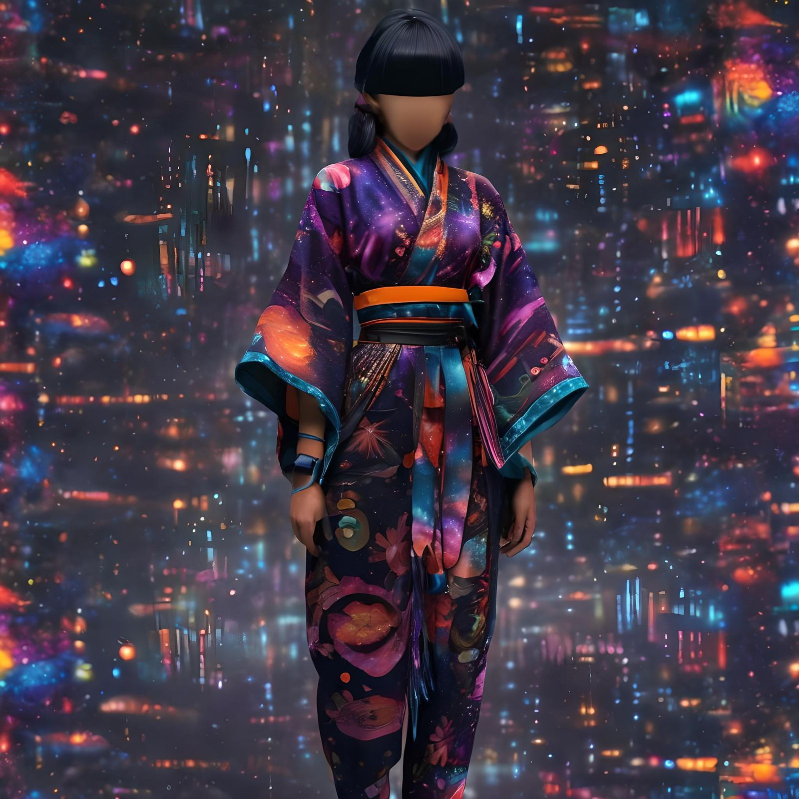 Sci-Fi Rave in Holographic Pop Art Style