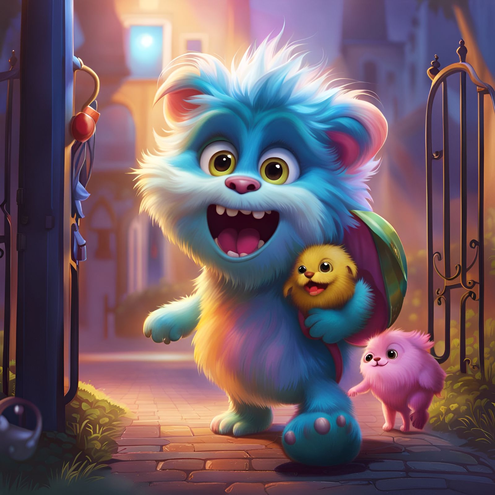 Mommy monster takes her little ones to school