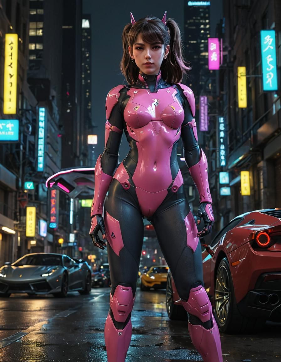 D.VA in Gotham: Cyber Anime Concept Art