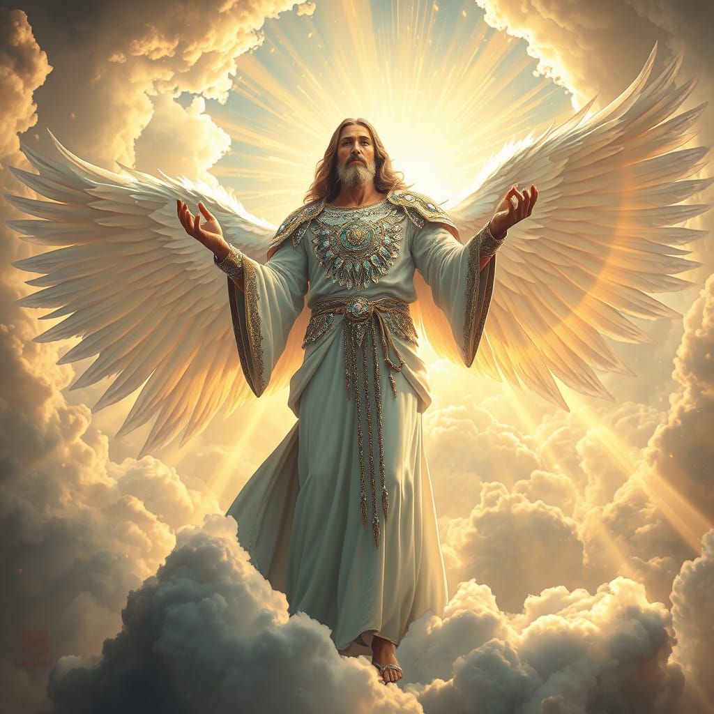 Majestic Jesus Christ in Crystal Armor and Wings