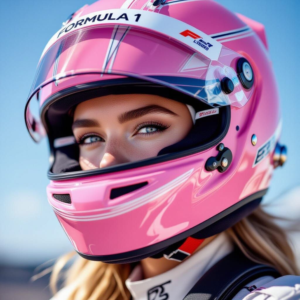 Blonde Model in Formula 1 Helmet, Fashion Portraiture