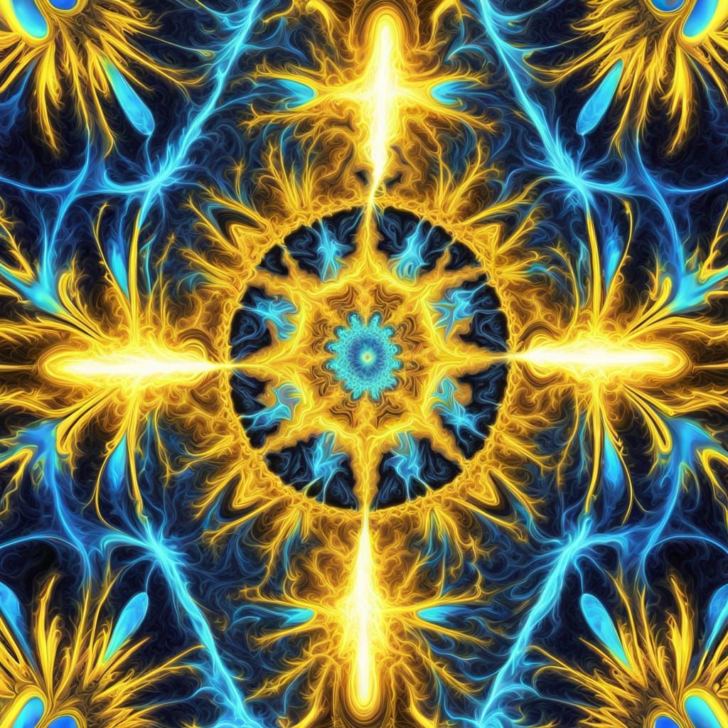 Neon Lightning Bolt Fractal in Digital Art