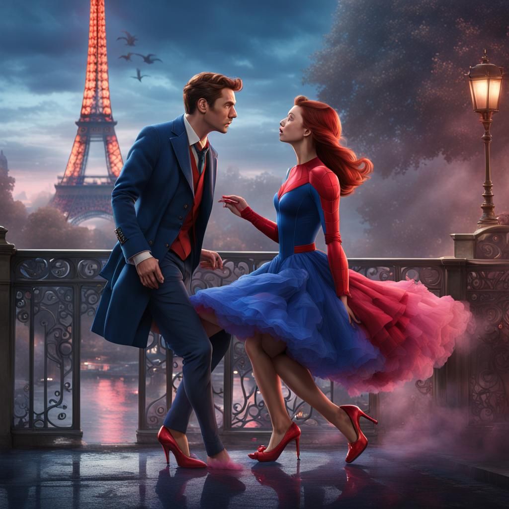 Mary Jane and Peter Parker Kiss in Paris