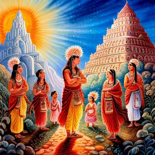 Traditional Indian Village Scene in Poster Art Style