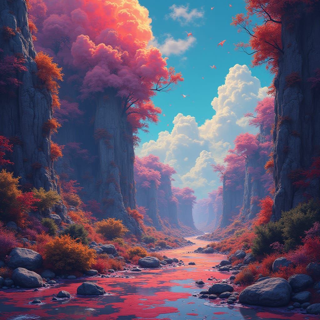 Vibrant Dreamscape in Digital Painting Style