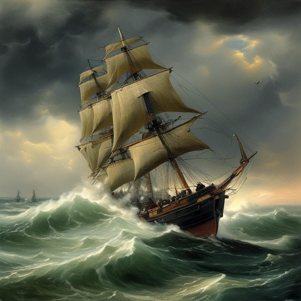 Victorian Steamship in Stormy Seas