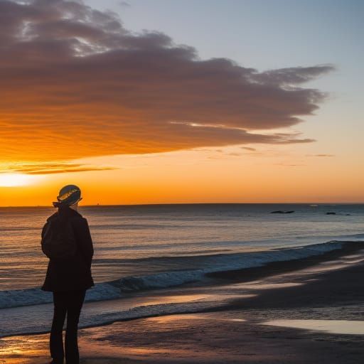 Sunset Beach Girl, Art Nouveau Style