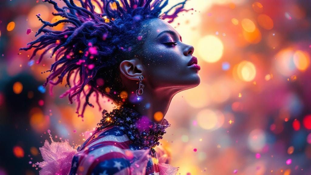 Nebula Punk Dancer in American Flag Fashion