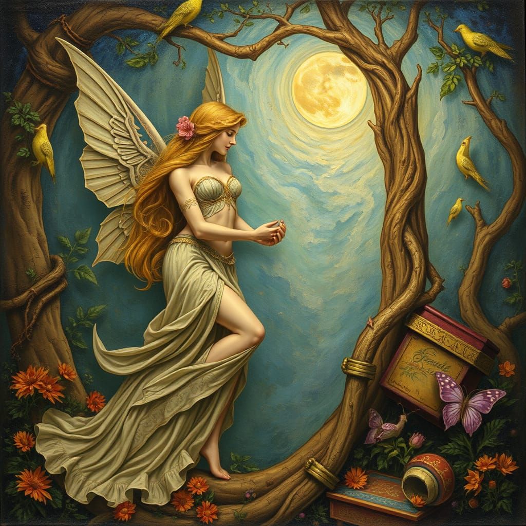 Surrealist Josephine Wall Portrait in a Dreamlike Fantasy Wo...