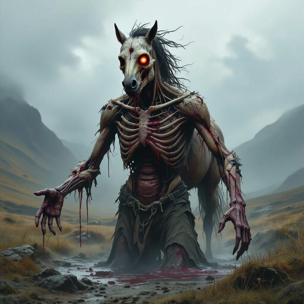 Grotesque Nuckelavee Monster in Dark Fantasy Style