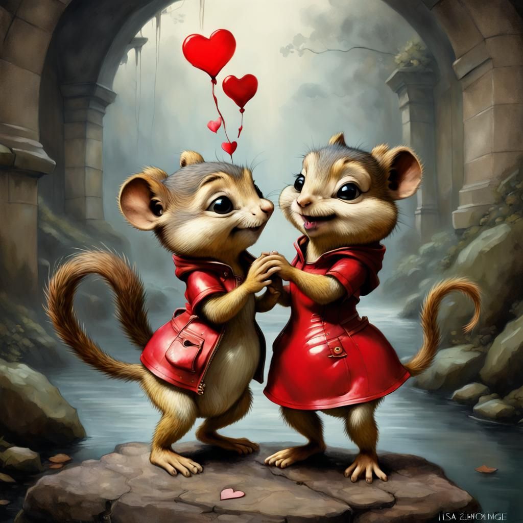 Chipmunks in Love: Valentine's Day Expressionism