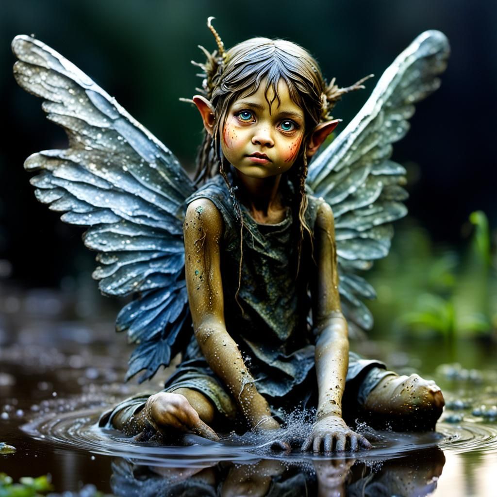 Muddy Fairy Scowl: An Airbrushed Oil Painting