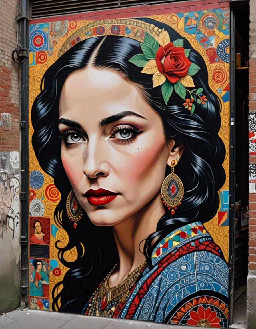 Charismatic Pop Madonna in Vibrant Madhubani Style