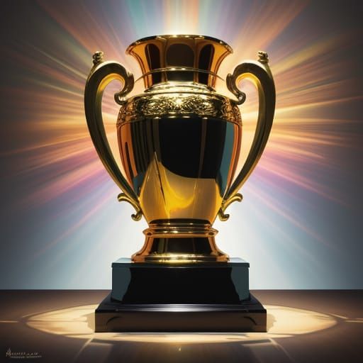 World Cup Trophy in Vibrant Oil Painting Style