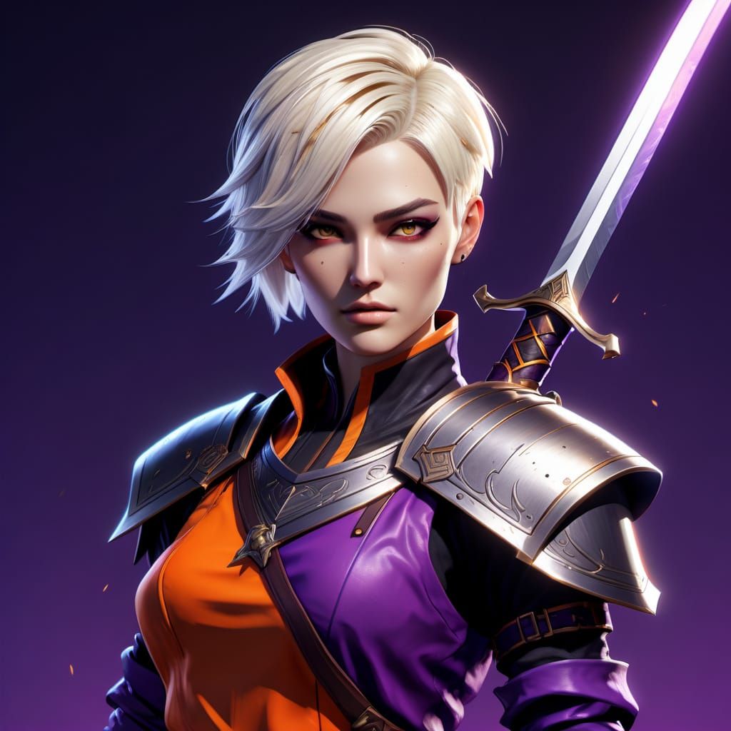 Androgynous Warrior in Pixel Art Style