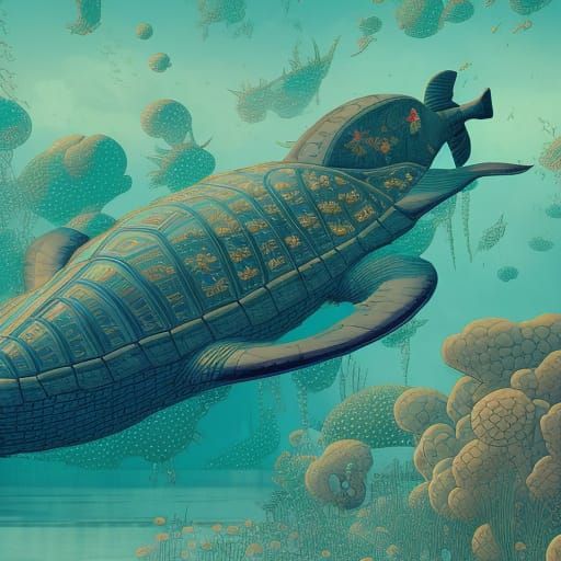 Mythical Turtle Submarines in Fairytale Style