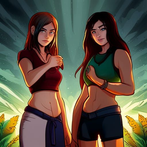 Hyperrealistic Fanart of a Lesbian Couple in Splash Art Styl...