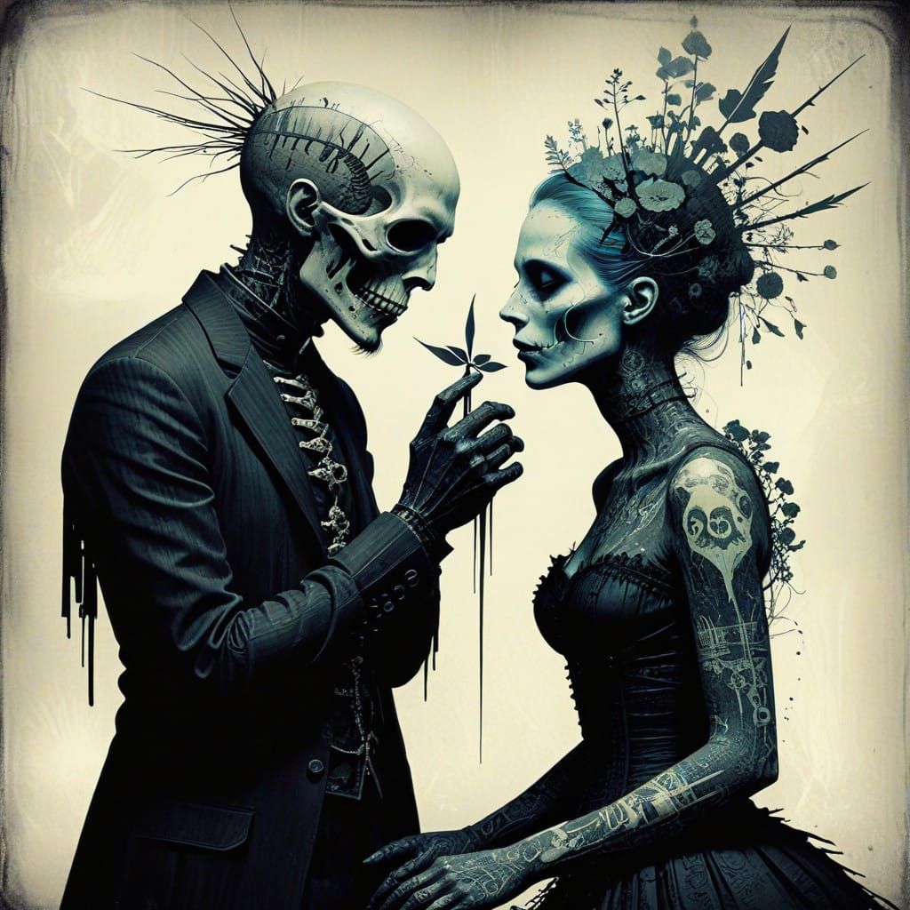 Death in Conversation with Life, a Gothic Cyberpunk Artwork