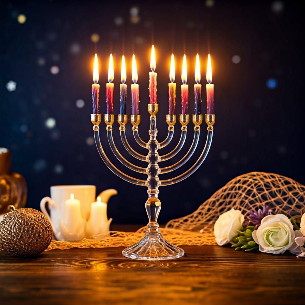 Crystal Chanukah Celebration with Golden Hour Radiance