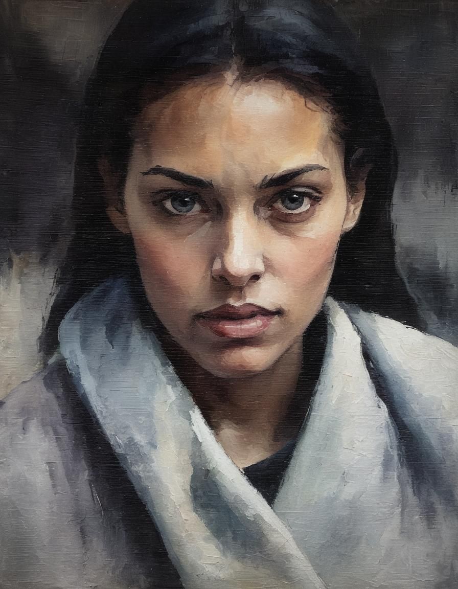 Expressionist Portrait of a Serene Woman