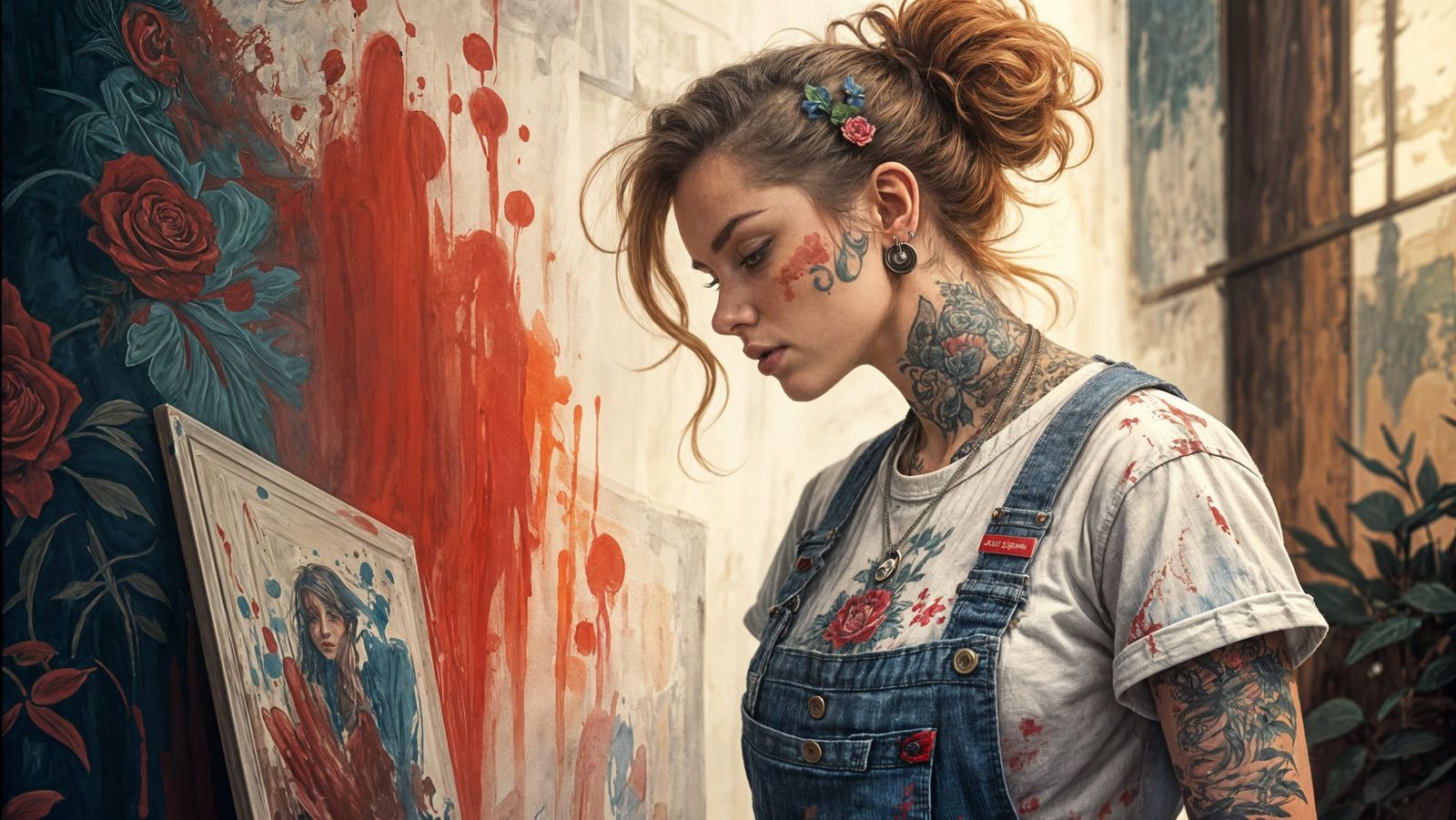 Artist Creating Expressionist Watercolour Painting