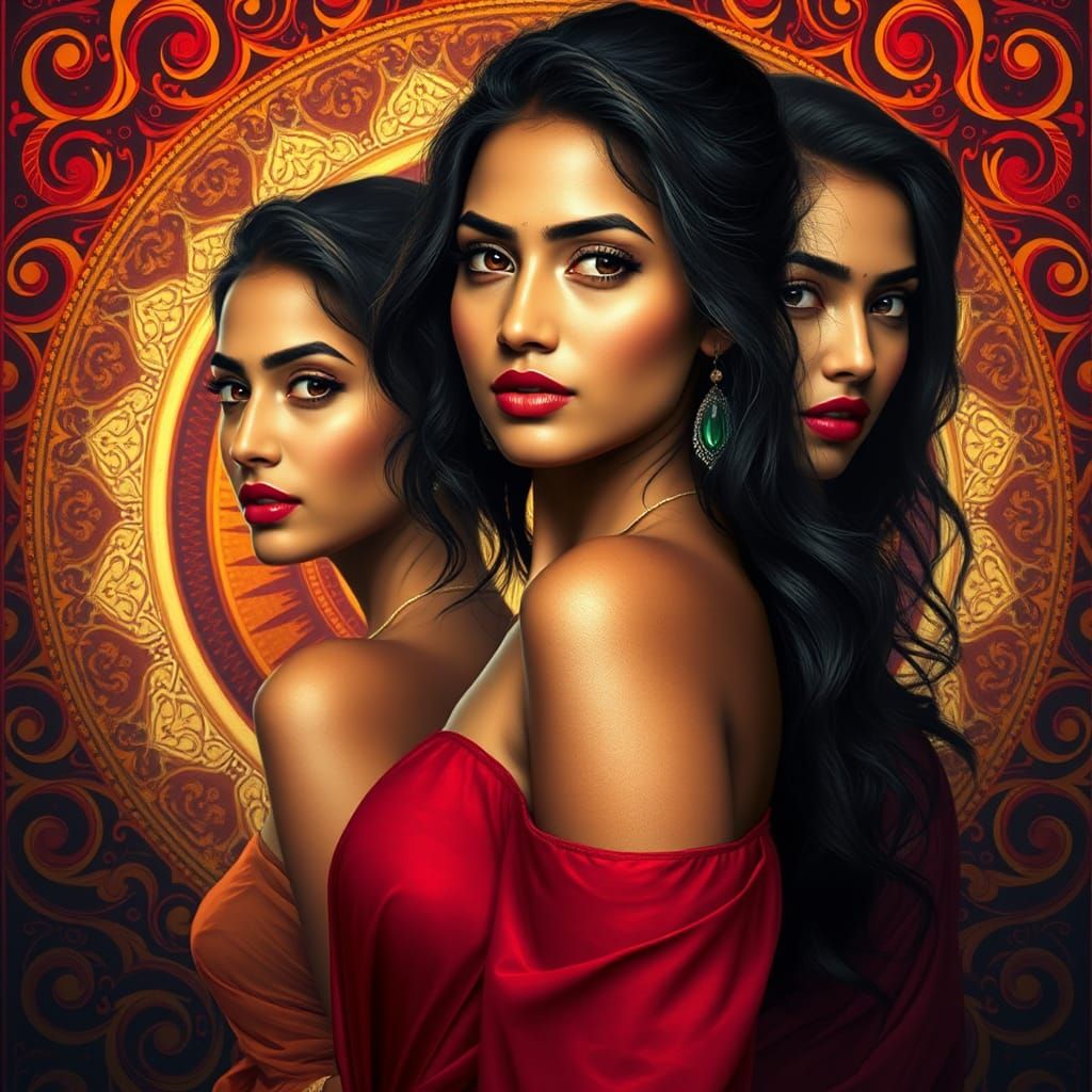 Indian Woman with Three Mesmerizing Looks