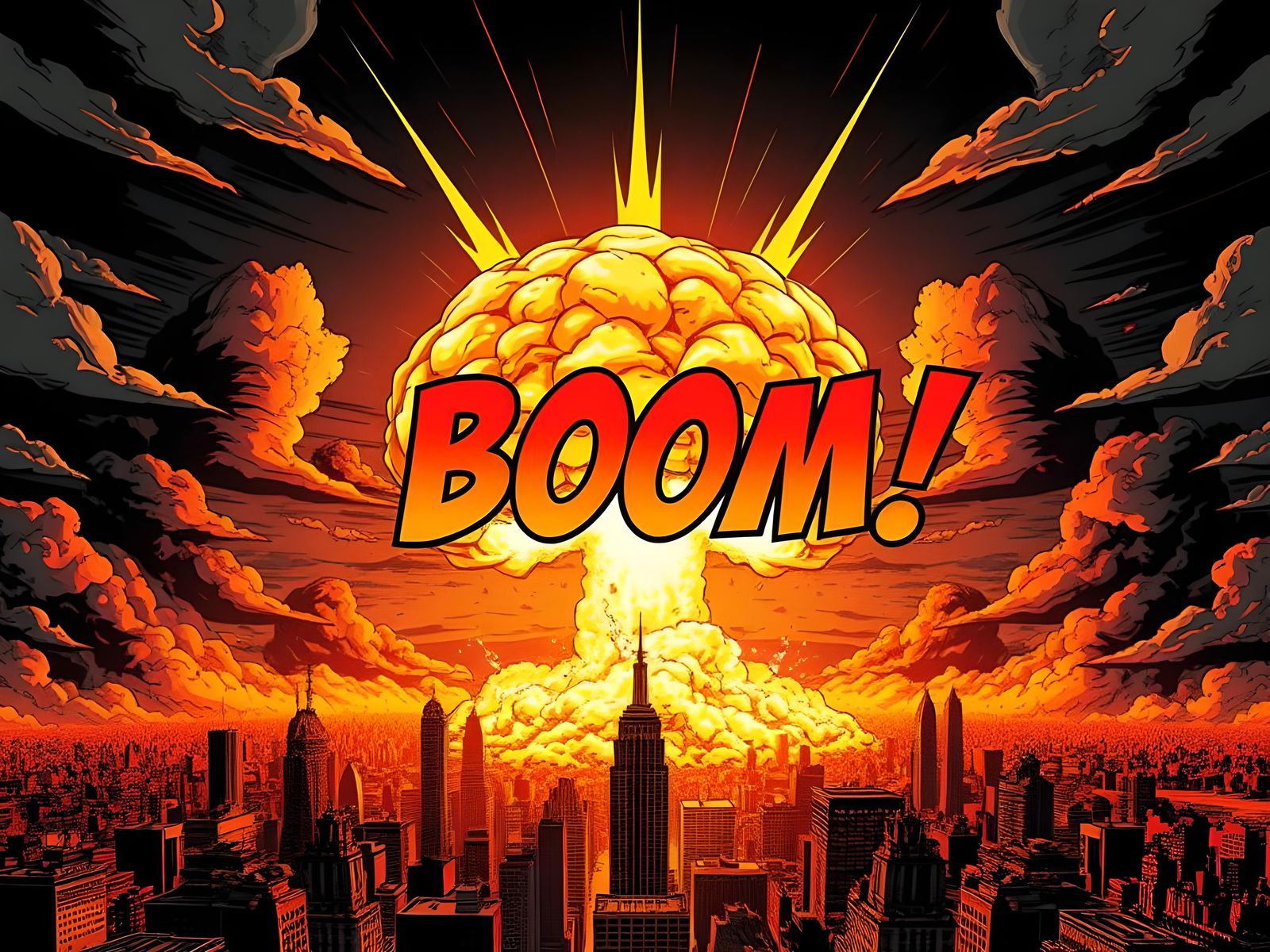 Nuclear Explosion Comic Book Style "BOOM"