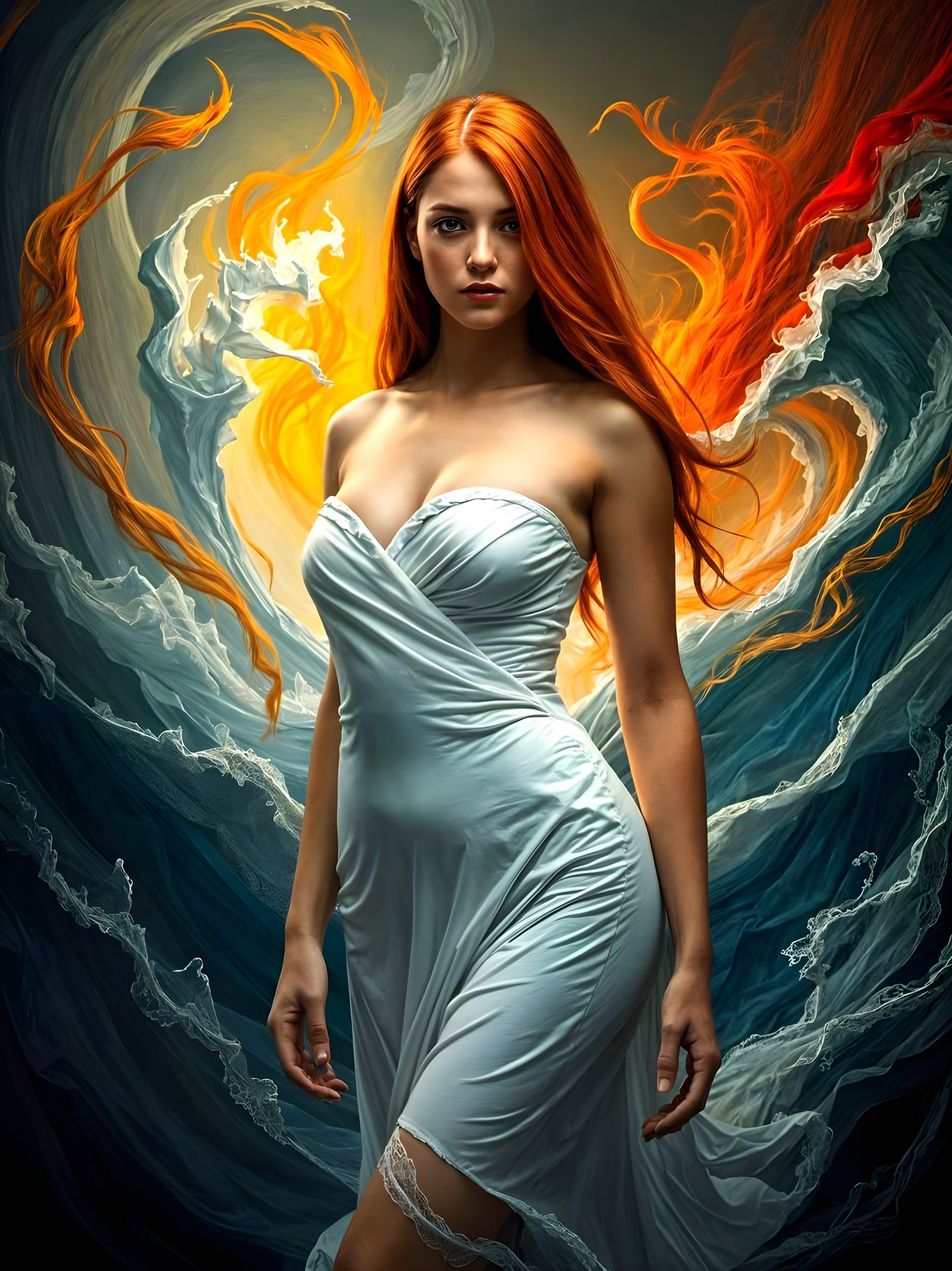 Elegant Woman on the Brink of Chaos, in a Goya-Inspired Mast...