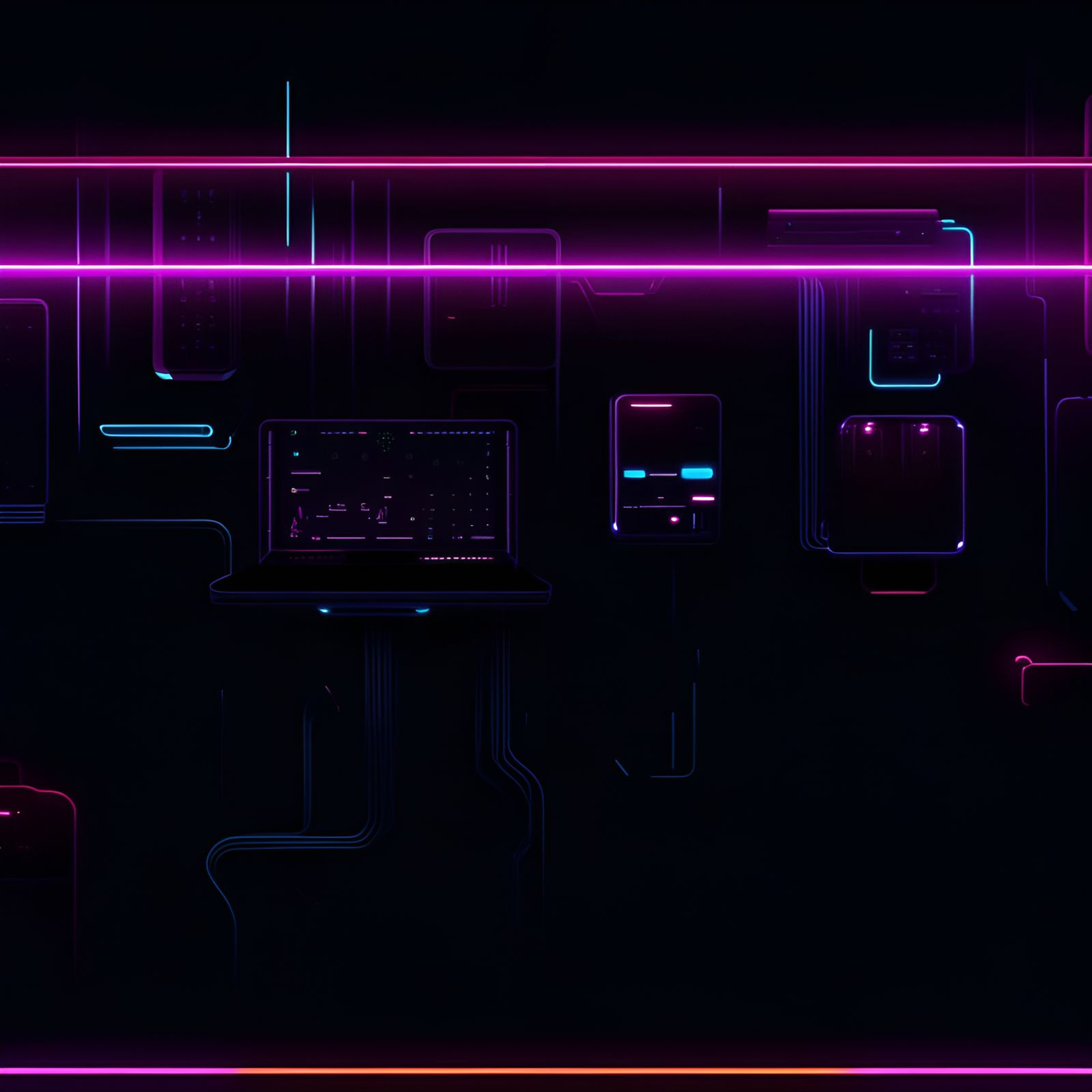 Dark Neon Future Technology Desktop Wallpaper