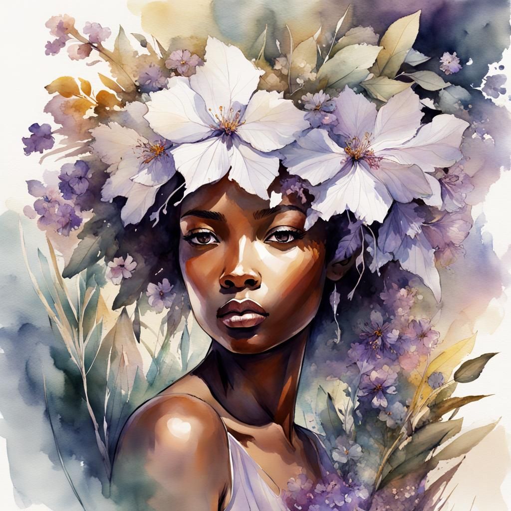 Lavender Fairy in Summerscape: Digital Watercolor Illustrati...