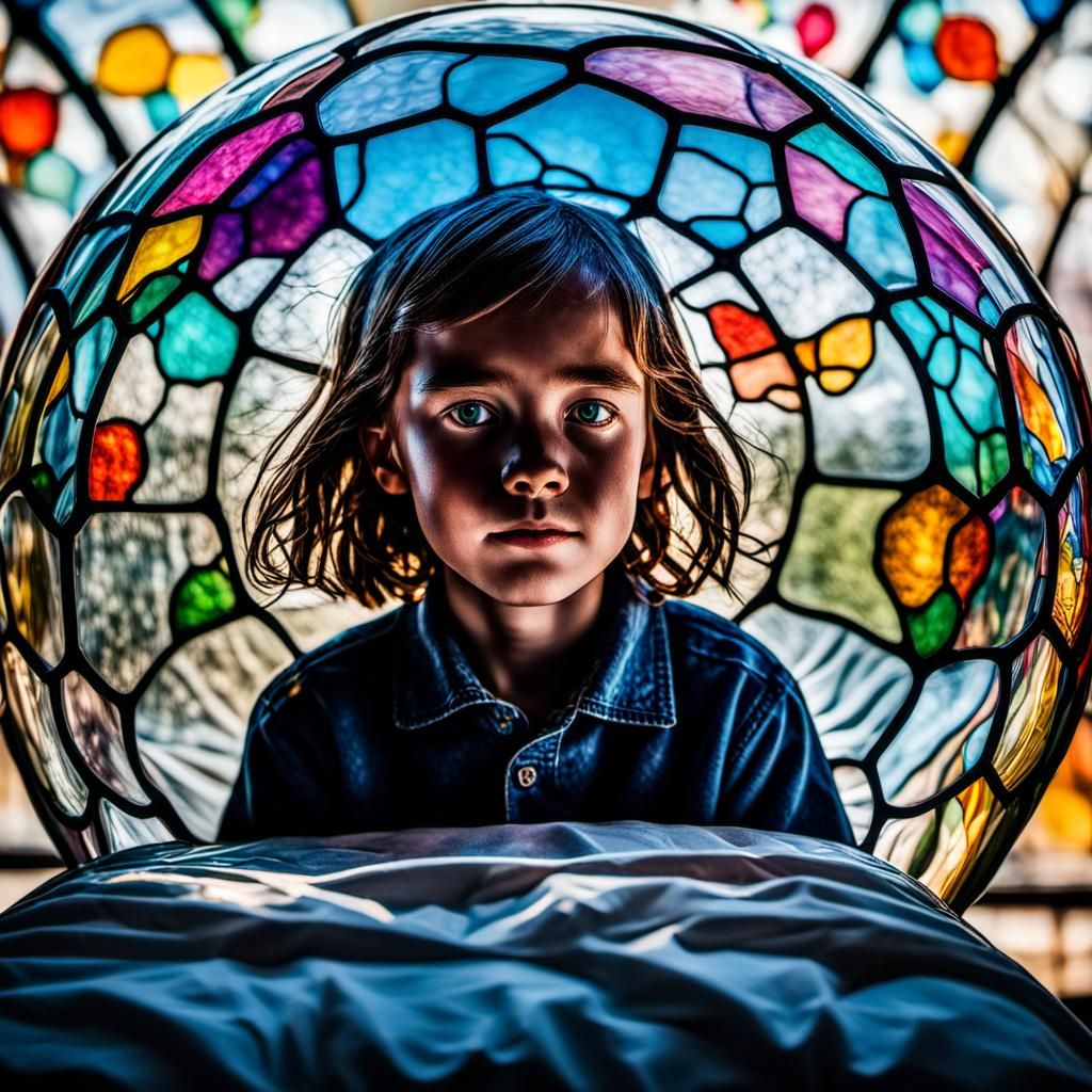 Stained Glass Balloon Home: Hyperrealistic Concept Art