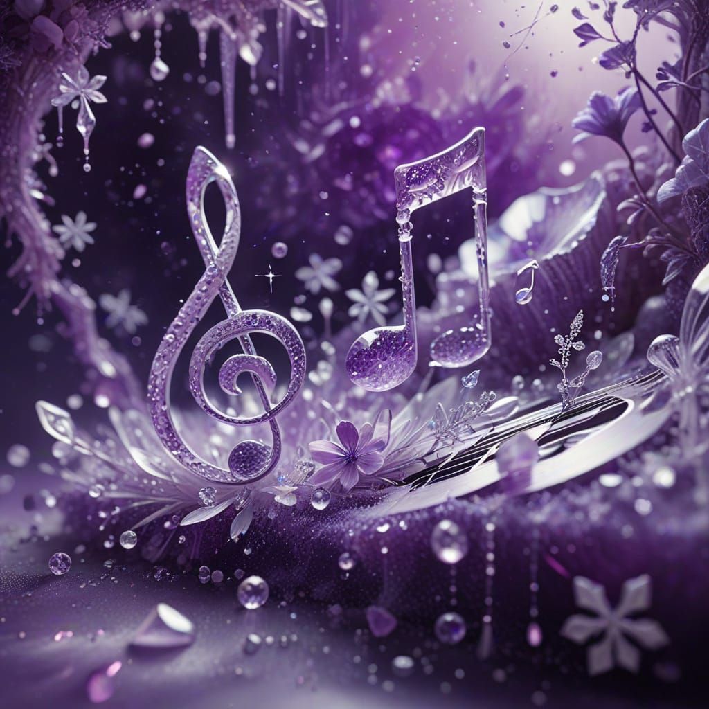 Purple Crystal Music: A Surreal Oil Painting