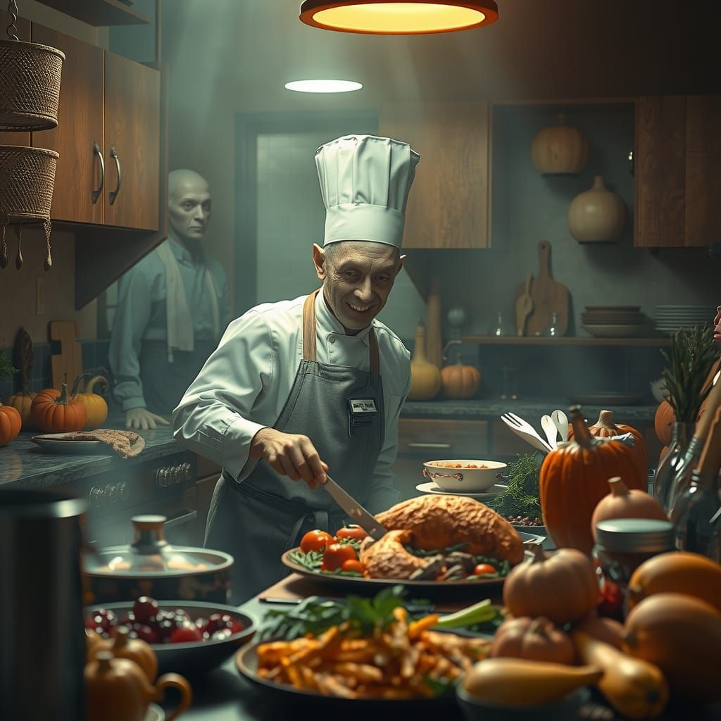 Alien Chef's Thanksgiving Feast: Matte Painting