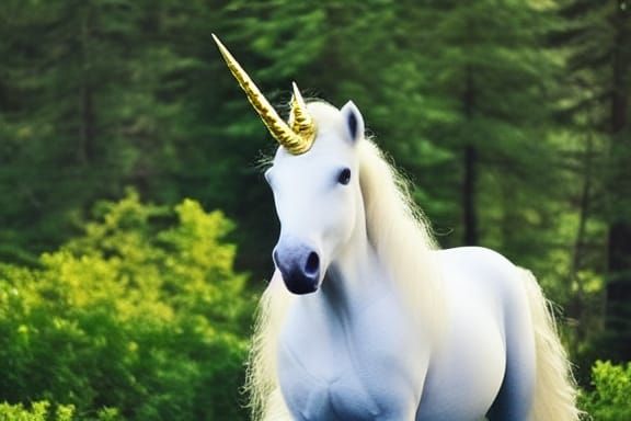 Unicorn Leaping in Magical Forest