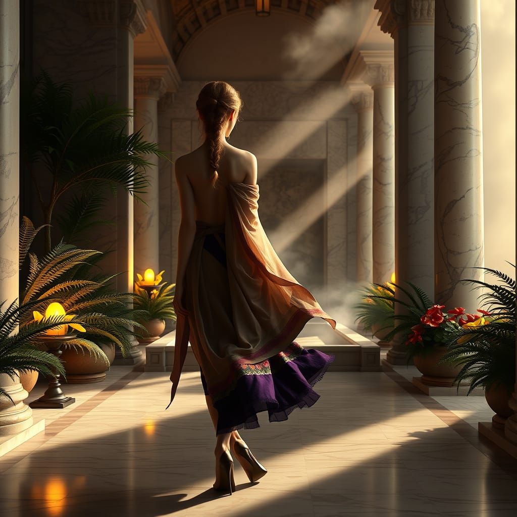 Medieval Maiden in Golden Light