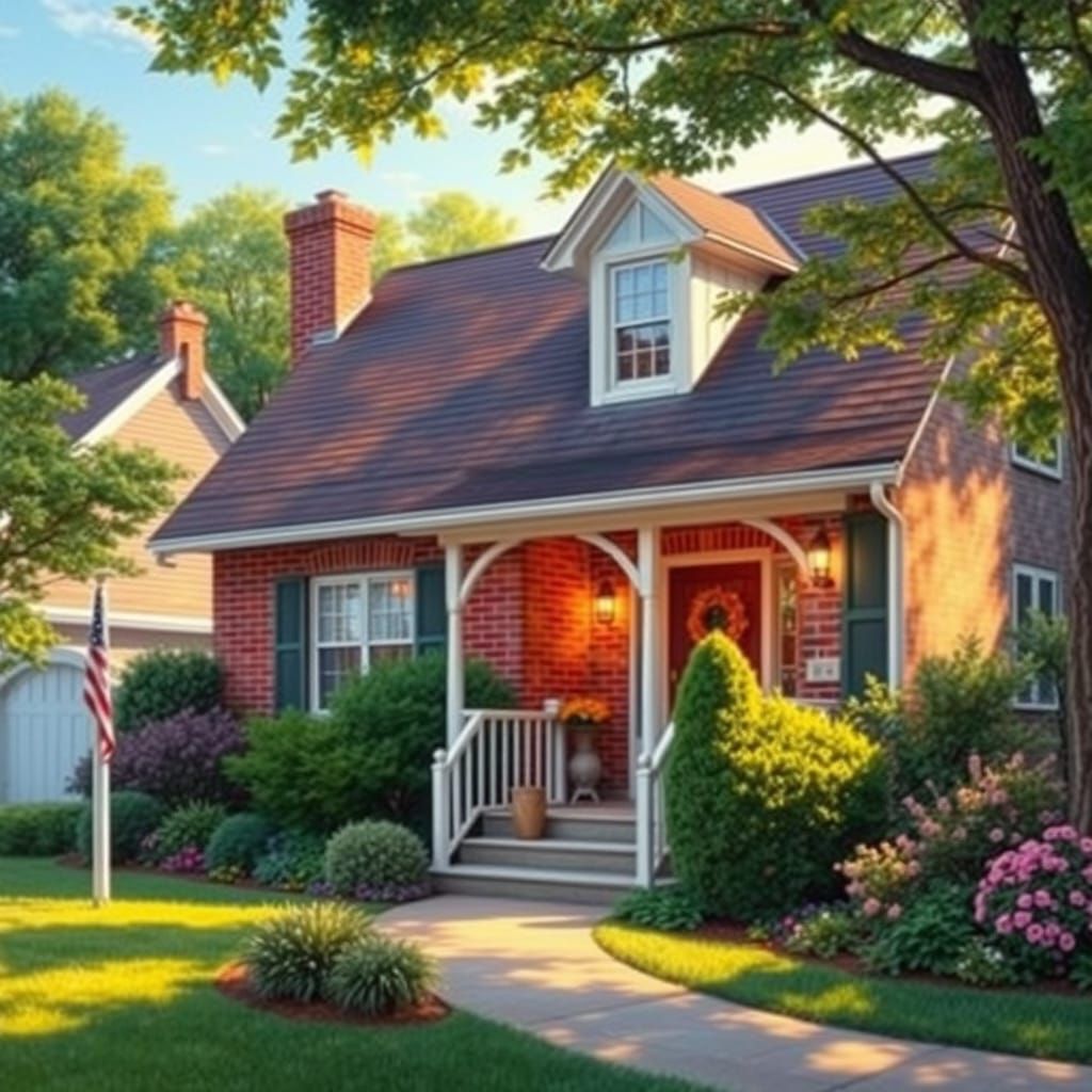 Cozy Americana-Style Home with Brick Facade and Lush Greener...