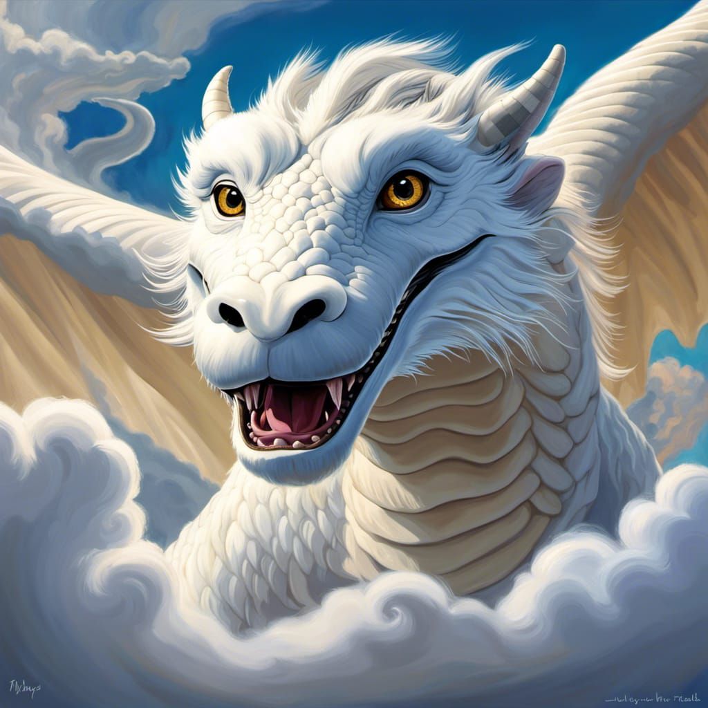 Falkor the Luckdragon Soars in Digital Painting