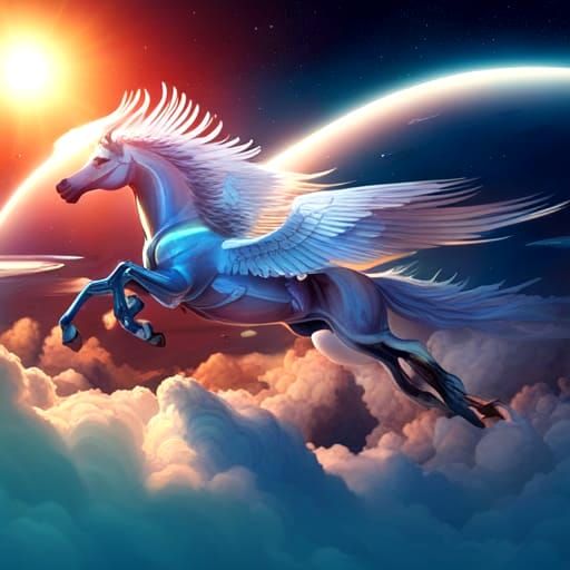 Mechanical Pegasus Rides Through Space in Chrome