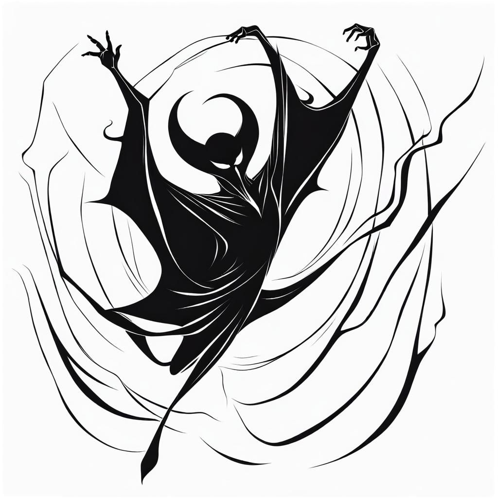 Surreal Shadow Vampire in Minimalist Ink Drawing