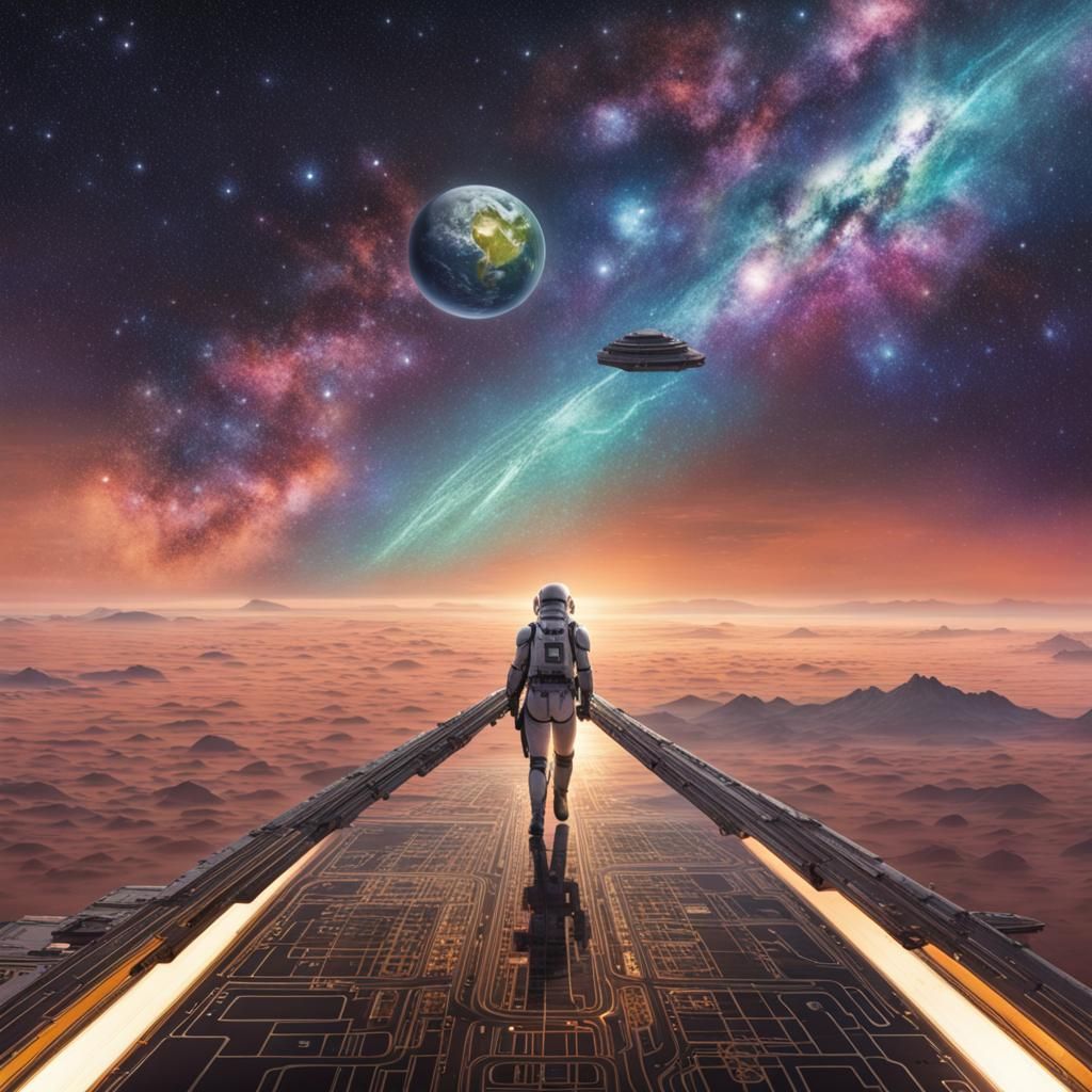 Edge-to-Edge Galaxy in Vibrant Digital Art