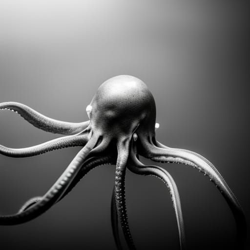 Nine-Armed Octopus Squid Underwater Portrait