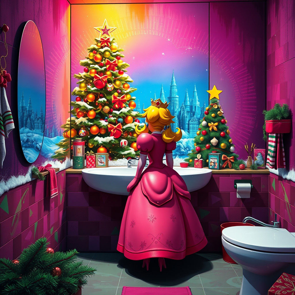 Princess Peach's Christmas in Graffiti Art Style
