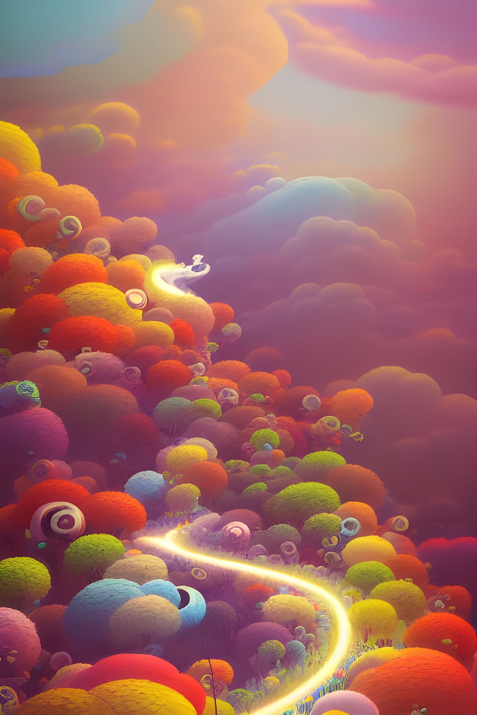 Ethereal Dreamlike Volcano in Hyperrealistic 3D Render