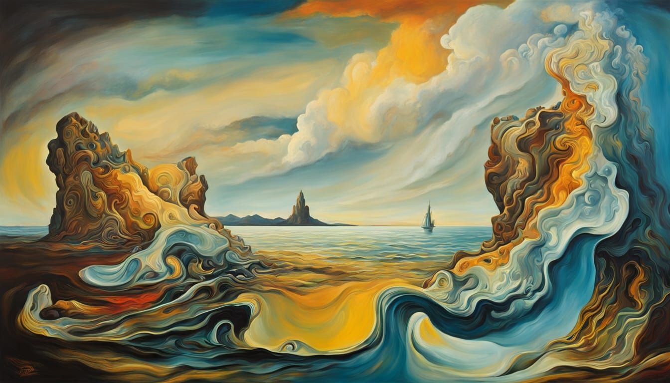 Surreal Seascape with Mythical Creature in Dali Style