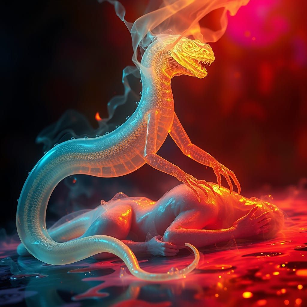 Glowing Ectoplasmic Entity in Hyperrealistic Dynamic Splash...