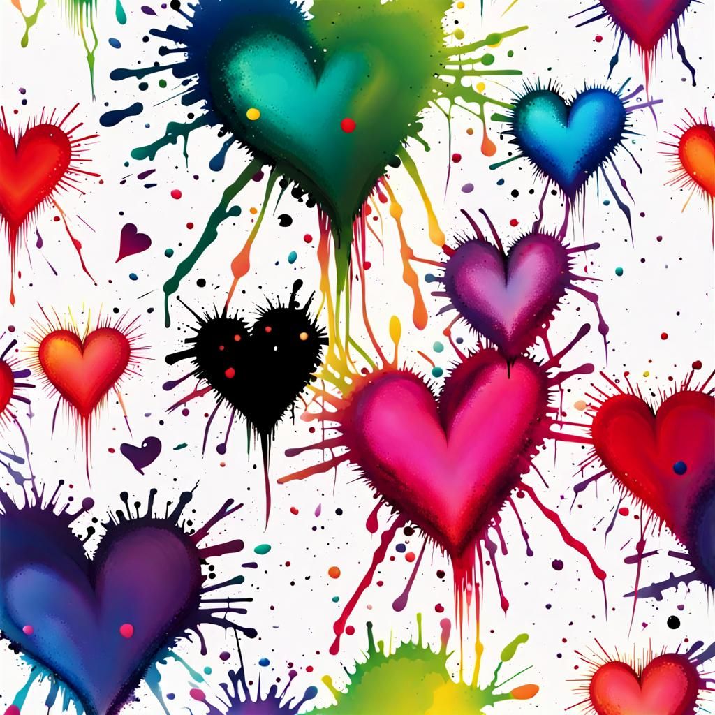 Colorful Ink Heart Fireworks