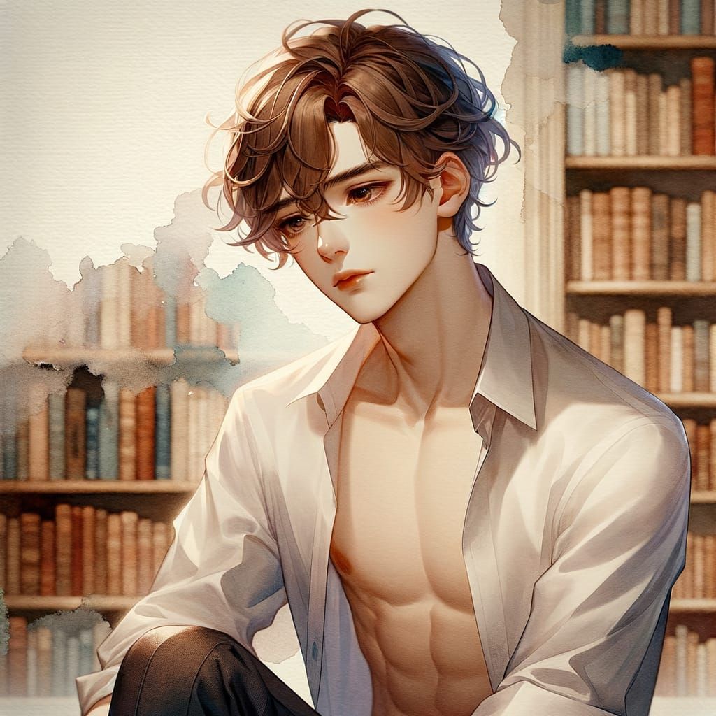 Soothing Anime Portrait of a Gentle Young Man