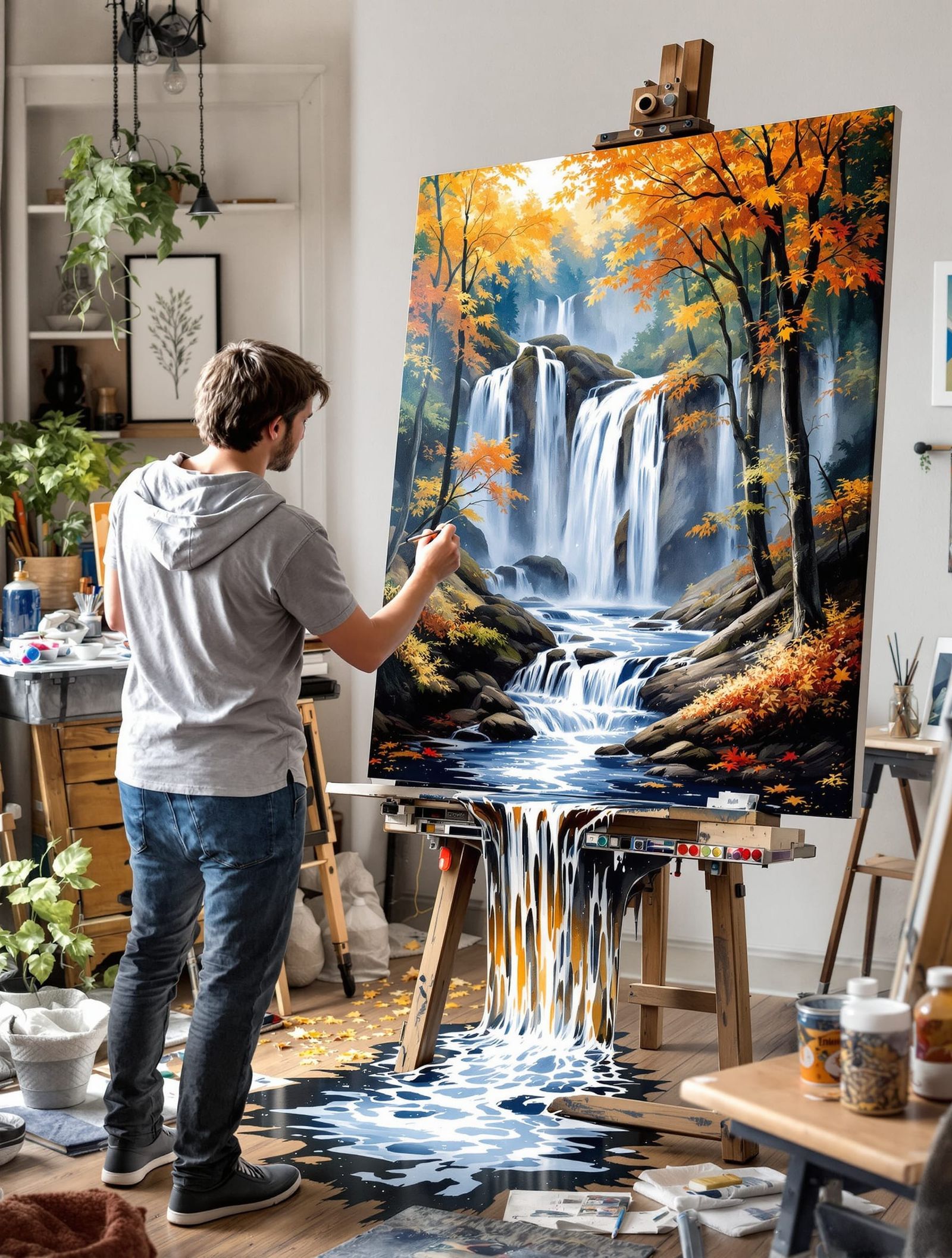Magical Autumn Forest Painting Flows Out of Canvas