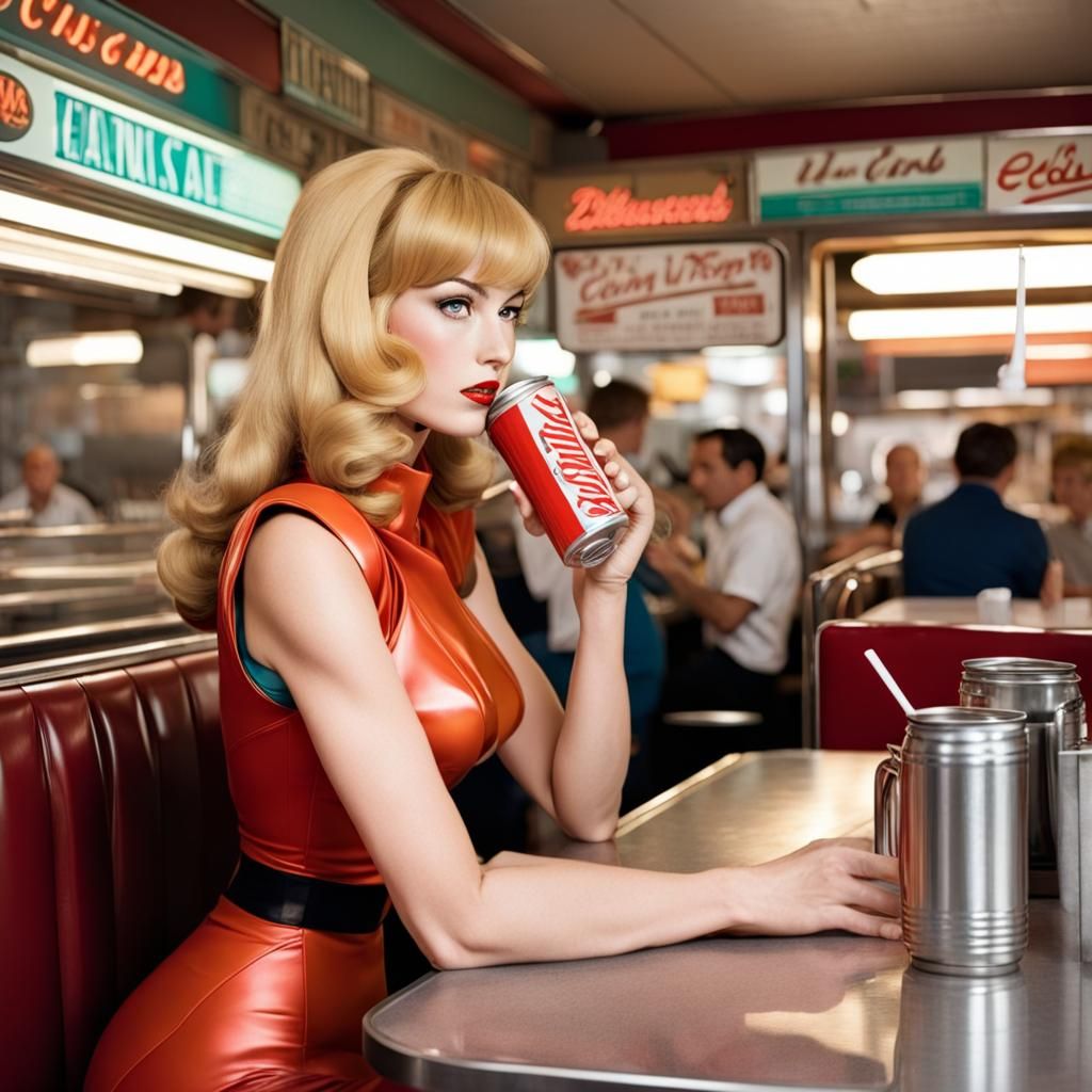 Samus Aran in a 1950s Diner