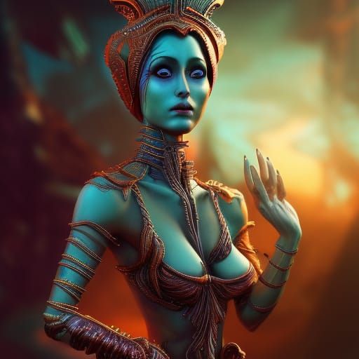 Ancient Alien Goddess: Detailed Fantasy Concept Art